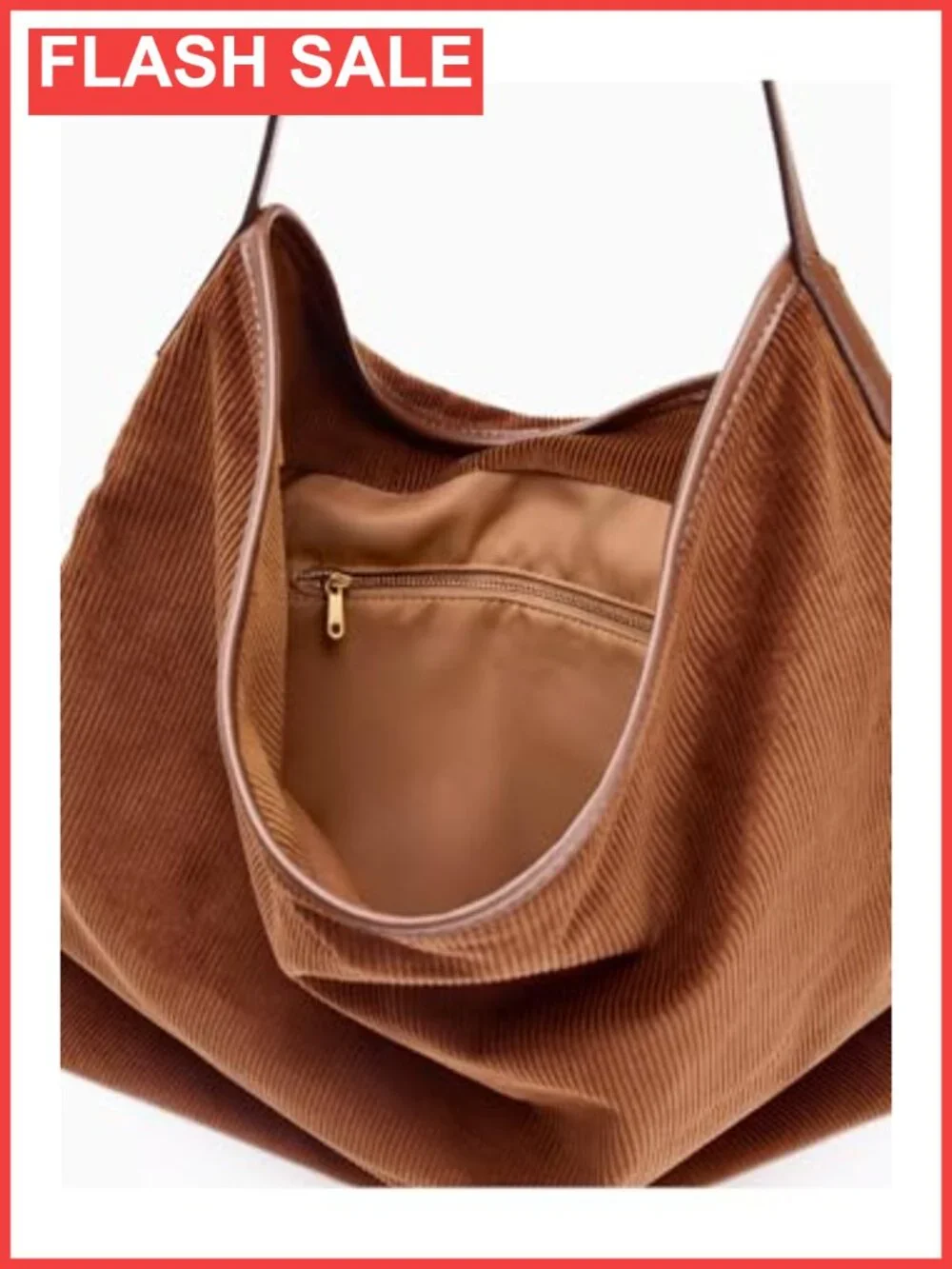 Slouchy Corduroy Vegan Leather Hobo Shoulder Bag Large Tote Purse